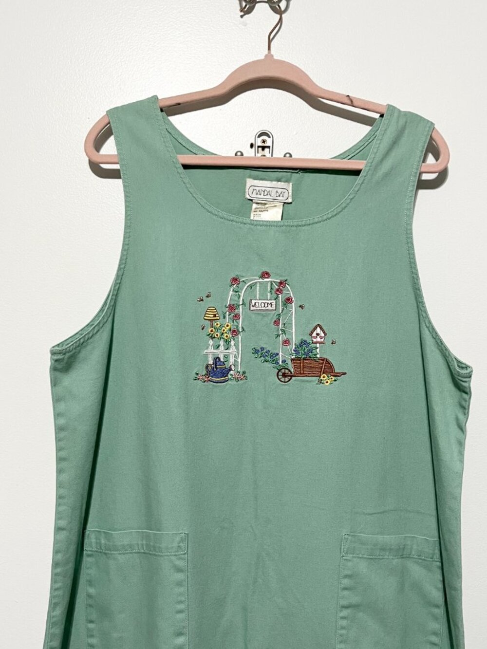 Womens Embroidered Maxi Jumper Dress XXL Cotton Cottagecore Garden Whimsical - Picture 4 of 9